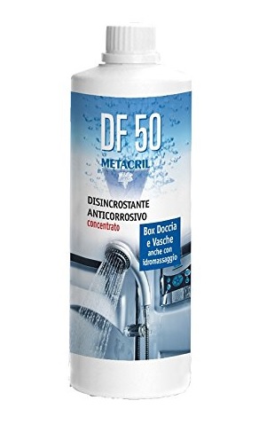 Disincrostante anticorrosivo concentrato per box doccia e vasche anche con idromassaggio art.DF50